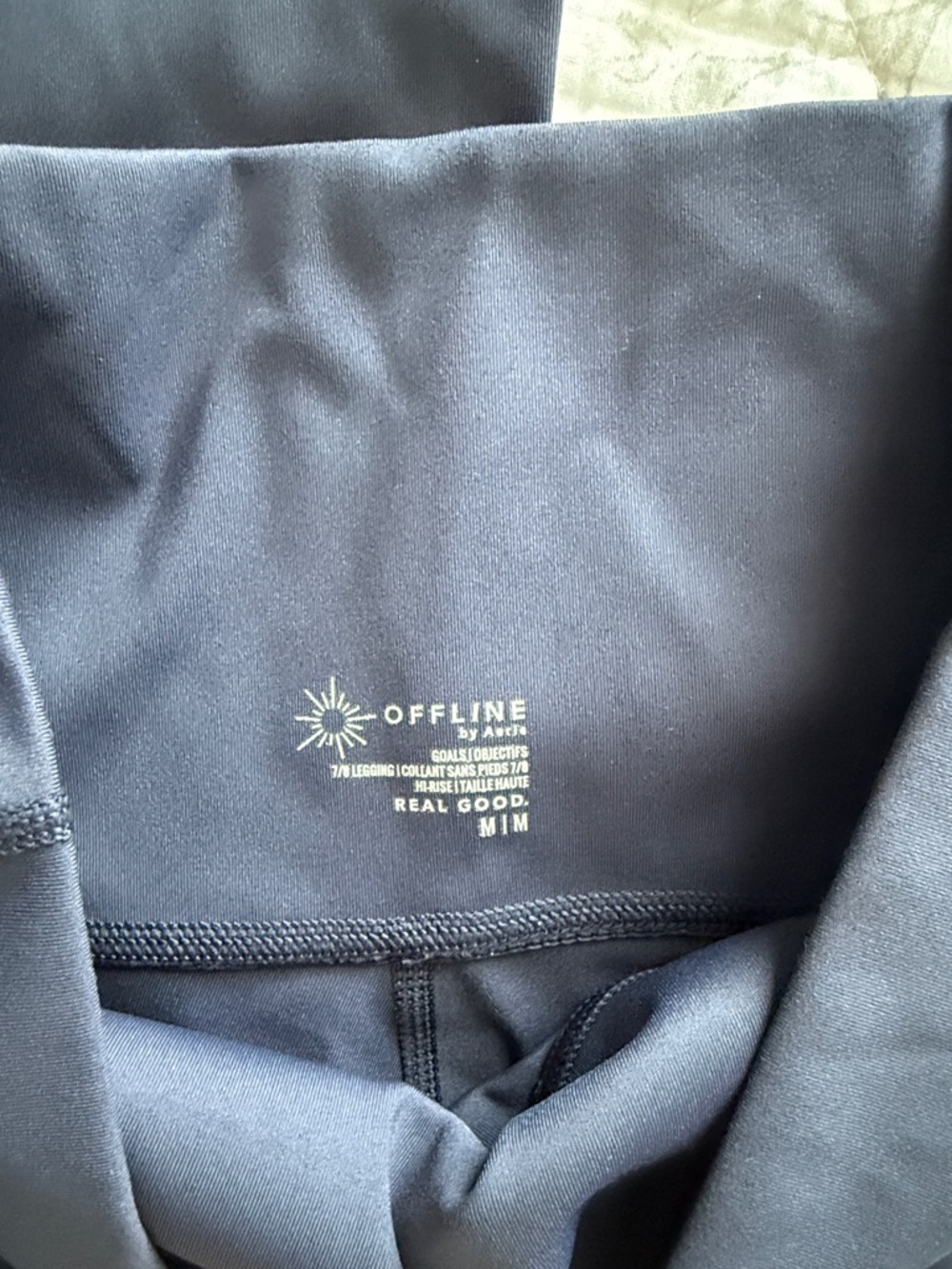 OFFLINE By Aerie Goals High Waisted Legging steel blue M wear near logo see pic - Picture 6 of 8
